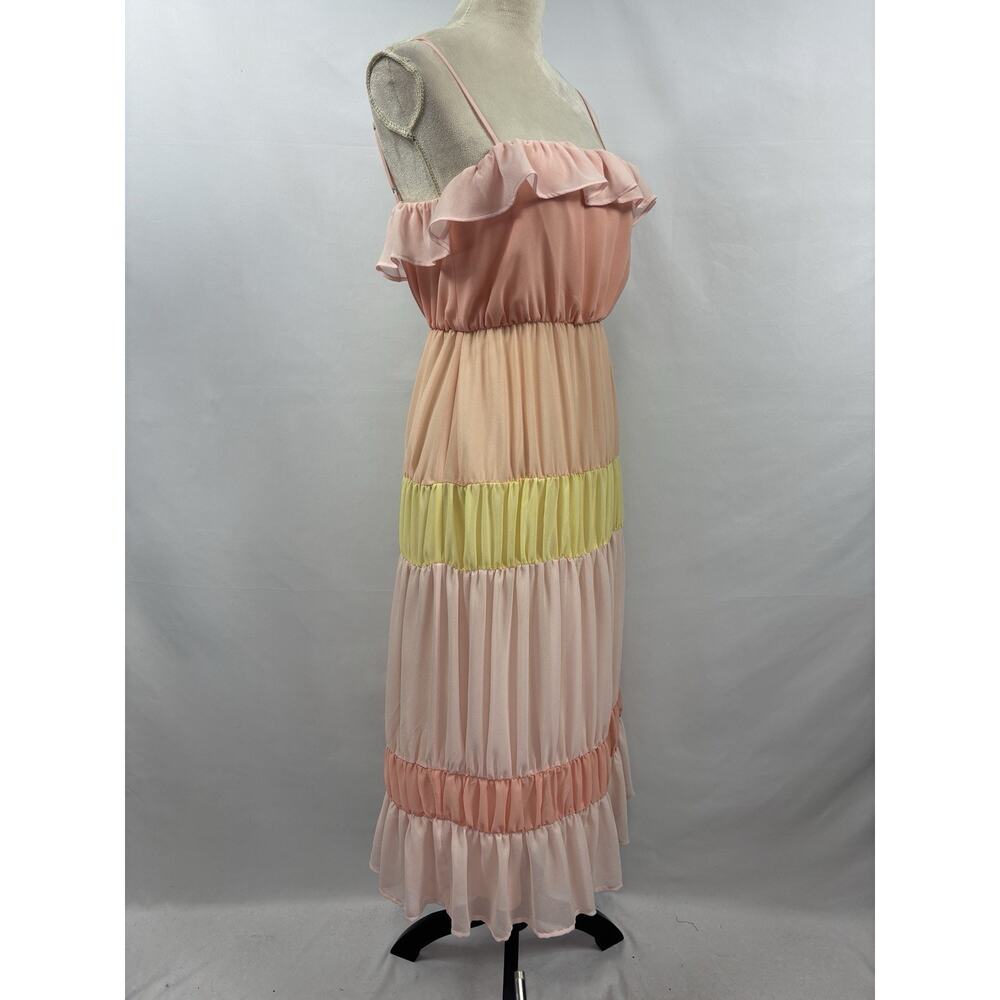 Lovers + Friends Revolve Acer Maxi Dress Pastel XS Tiered Color Block Lined - Picture 9 of 9